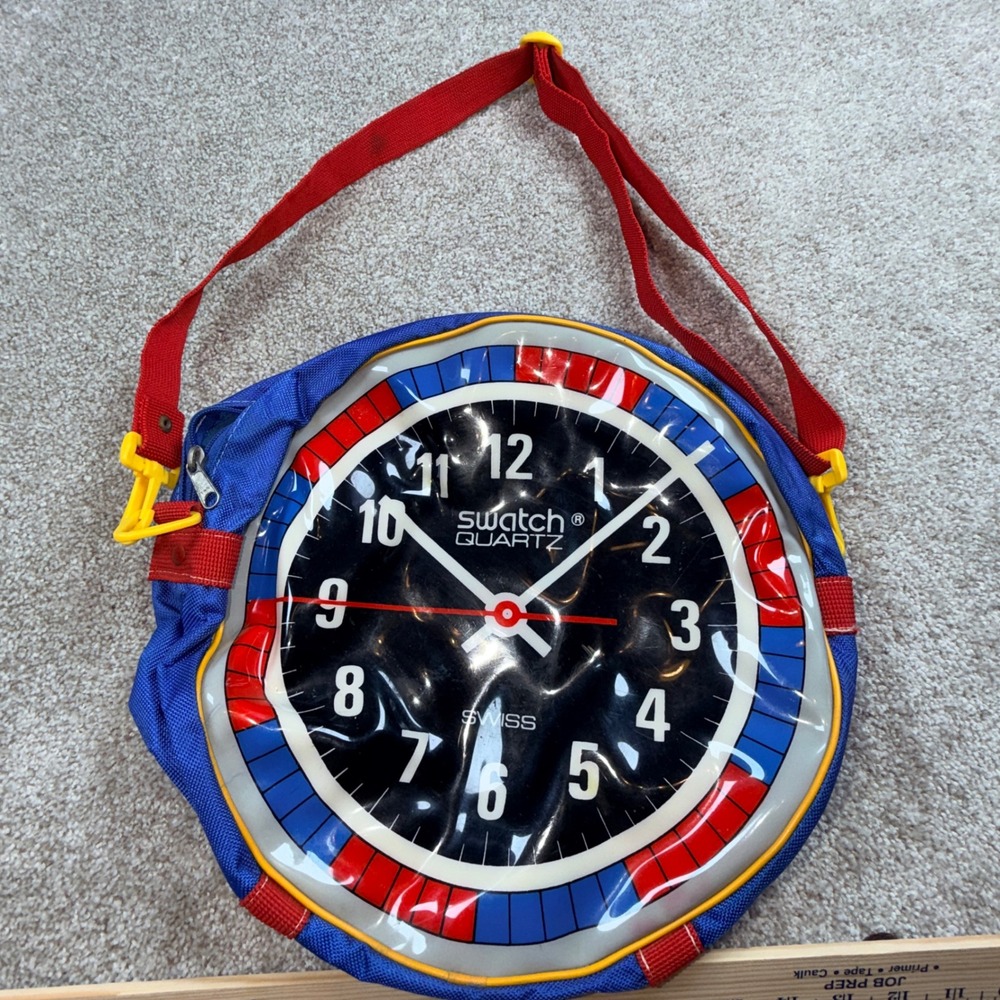 Rare 1980's Vintage Swatch Quartz Swiss Clock‎ Face Round Shoulder Bag